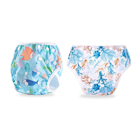 Chinmay Kids Swim Diaper for (6m-3 Year) Boys and Girl, Reusable Adjustable Washable One Size (Pack Of 2)