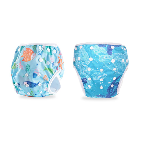 Chinmay Kids Swim Diaper for (6m-3 Year) Boys and Girl, Reusable Adjustable Washable One Size (Pack Of 2)
