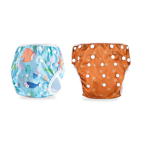 Chinmay Kids Swim Diaper for (6m-3 Year) Boys and Girl, Reusable Adjustable Washable One Size (Pack Of 2)