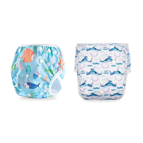 Chinmay Kids Swim Diaper for (6m-3 Year) Boys and Girl, Reusable Adjustable Washable One Size (Pack Of 2)