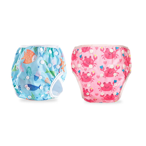 Chinmay Kids Swim Diaper for (6m-3 Year) Boys and Girl, Reusable Adjustable Washable One Size (Pack Of 2)