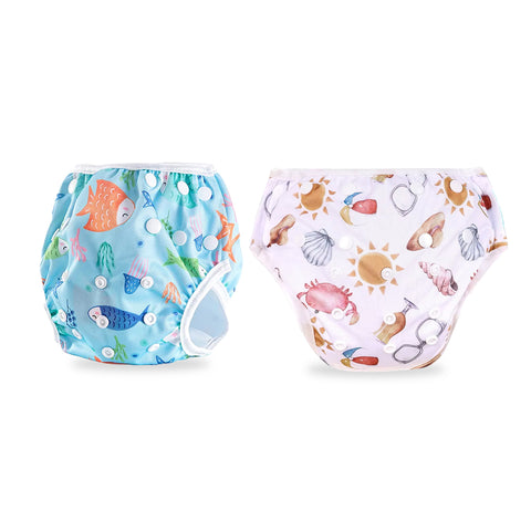 Chinmay Kids Swim Diaper for (6m-3 Year) Boys and Girl, Reusable Adjustable Washable One Size (Pack Of 2)