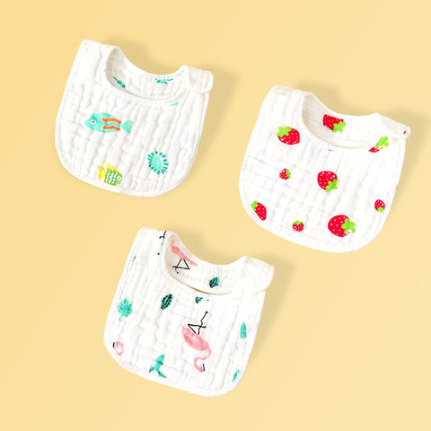 Chinmay Kids Muslin Bibs for Newborns | Perfect for Feeding, Eating, and Drooling | Machine Washable with Cute Printed Designs | Pack of 3