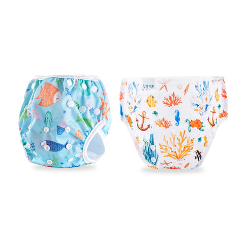 Chinmay Kids Swim Diaper for (6m-3 Year) Boys and Girl, Reusable Adjustable Washable One Size (Pack Of 2)