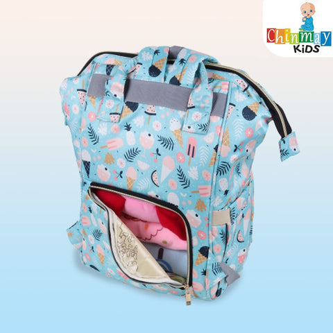 Chinmay Kids Diaper Bag Nursing Maternity Backpack, Waterproof Multifunctional Travel Bag Large Size (20 x 18 x 40 cms)(Blue) (Green Ice Cream)