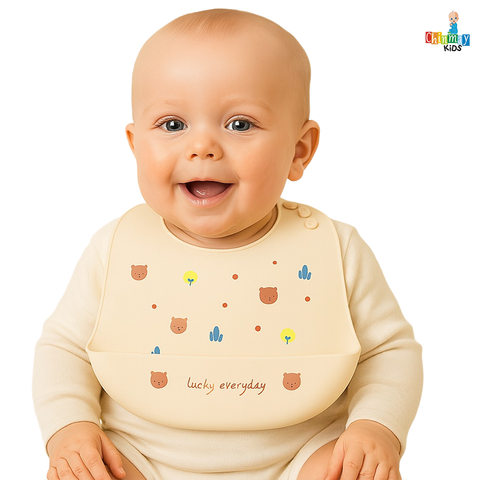 Chinmay Kids Lightweight Waterproof Silicone Baby Bib – Easy-Wipe, Soft & Adjustable Feeding Bib for Infants & Toddlers (Unisex)
