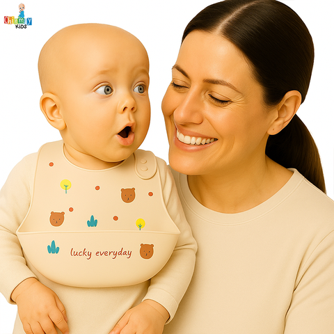 Chinmay Kids Lightweight Waterproof Silicone Baby Bib – Easy-Wipe, Soft & Adjustable Feeding Bib for Infants & Toddlers (Unisex)