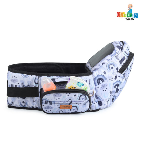 Click to see full view Chinmay Kids 6-in-1 Baby Carrier with Hip Seat & Built-in Mini Diaper Bag | Convertible to Sling Carry Bag | Adjustable Ergonomic Design for Toddlers (5–36 Months, Up to 18 kg) Multicolor