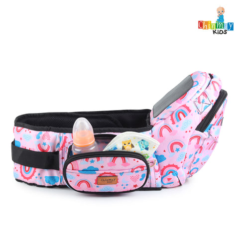 Click to see full view Chinmay Kids 6-in-1 Baby Carrier with Hip Seat & Built-in Mini Diaper Bag | Convertible to Sling Carry Bag | Adjustable Ergonomic Design for Toddlers (5–36 Months, Up to 18 kg) Multicolor