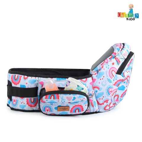 Click to see full view Chinmay Kids 6-in-1 Baby Carrier with Hip Seat & Built-in Mini Diaper Bag | Convertible to Sling Carry Bag | Adjustable Ergonomic Design for Toddlers (5–36 Months, Up to 18 kg) Multicolor