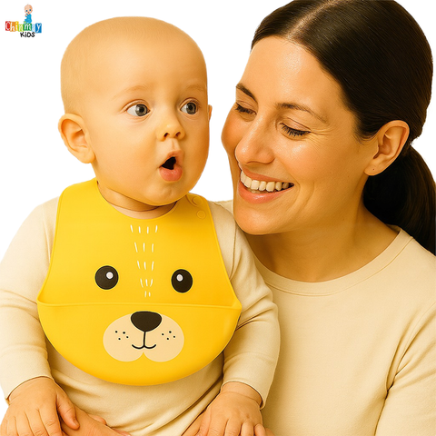 Chinmay Kids Lightweight Waterproof Silicone Baby Bib – Easy-Wipe, Soft & Adjustable Feeding Bib for Infants & Toddlers (Unisex)