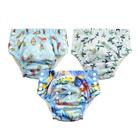 Chinmay Kids Swim Diaper for (6m-3 Year) Boys and Girl, Reusable Adjustable Washable One Size (Pack Of 3)