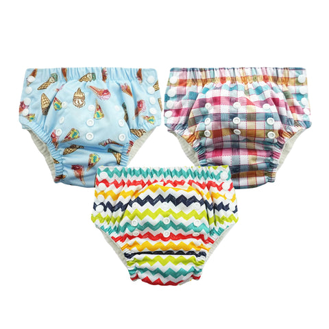 Chinmay Kids Swim Diaper for (6m-3 Year) Boys and Girl, Reusable Adjustable Washable One Size (Pack Of 3)