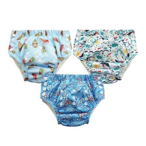 Chinmay Kids Swim Diaper for (6m-3 Year) Boys and Girl, Reusable Adjustable Washable One Size (Pack Of 3)