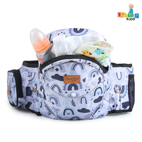 Click to see full view Chinmay Kids 6-in-1 Baby Carrier with Hip Seat & Built-in Mini Diaper Bag | Convertible to Sling Carry Bag | Adjustable Ergonomic Design for Toddlers (5–36 Months, Up to 18 kg) Multicolor