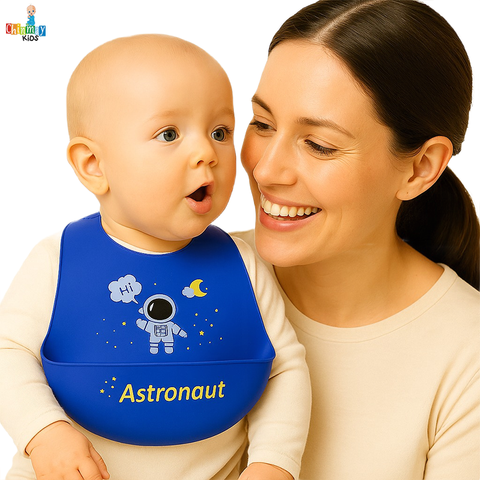 Chinmay Kids Lightweight Waterproof Silicone Baby Bib – Easy-Wipe, Soft & Adjustable Feeding Bib for Infants & Toddlers (Unisex)