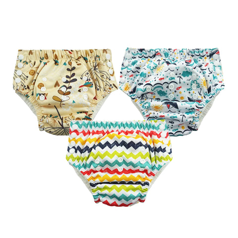 Chinmay Kids Swim Diaper for (6m-3 Year) Boys and Girl, Reusable Adjustable Washable One Size (Pack Of 3)