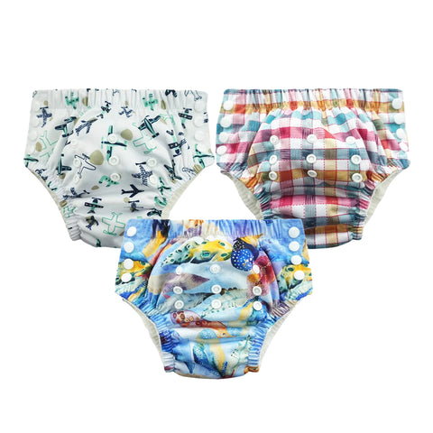 Chinmay Kids Swim Diaper for (6m-3 Year) Boys and Girl, Reusable Adjustable Washable One Size (Pack Of 3)