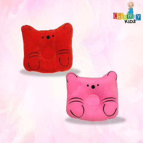 Chinmay Kids Baby Soft Neck Support Pillow for Head Shaping/Shape Supporter Cat Face Pillow Pack of 2