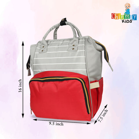 Chinmay Kids Baby Diaper Backpack for New Born Baby Mother/Mom Stylish Polyester Organizer Bag Grey Red