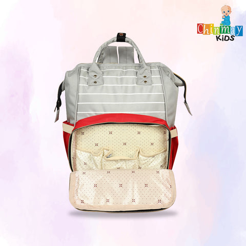 Chinmay Kids Baby Diaper Backpack for New Born Baby Mother/Mom Stylish Polyester Organizer Bag Grey Red