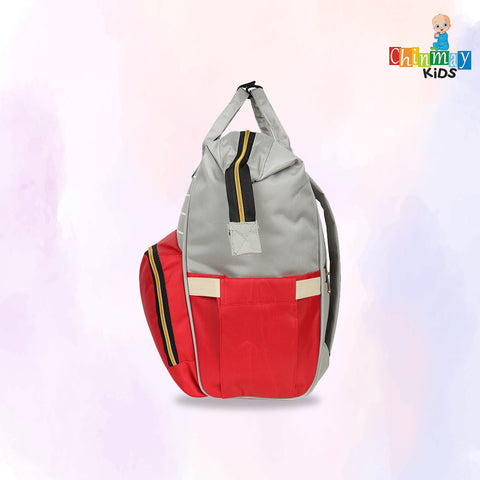 Chinmay Kids Baby Diaper Backpack for New Born Baby Mother/Mom Stylish Polyester Organizer Bag Grey Red