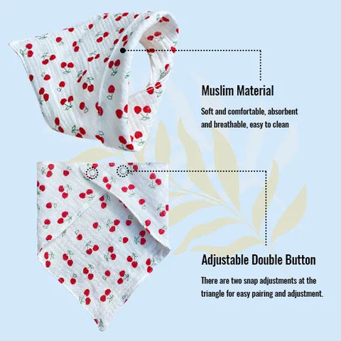 Chinmay Kids Muslin Bibs for Newborns – Ideal for Feeding, Eating & Drooling | Cute Printed Designs | Machine Washable – Set of 3