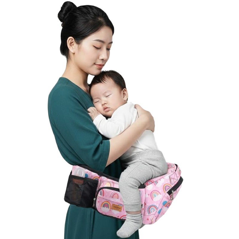 Click to see full view Chinmay Kids 6-in-1 Baby Carrier with Hip Seat & Built-in Mini Diaper Bag | Convertible to Sling Carry Bag | Adjustable Ergonomic Design for Toddlers (5–36 Months, Up to 18 kg) Multicolor